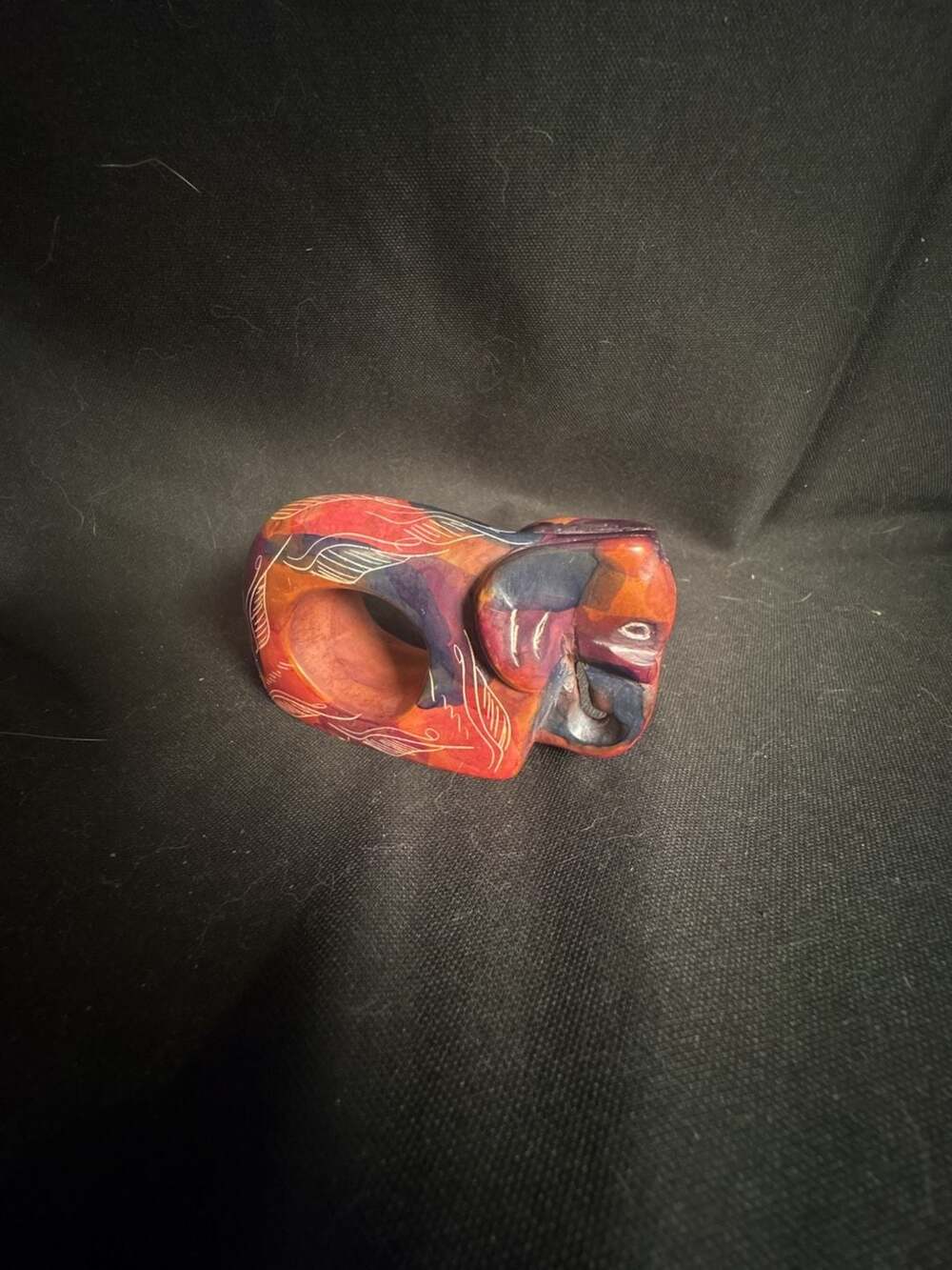 Hand Carved African Soapstone Animal Napkin Rings Set of 5 Multi-color
